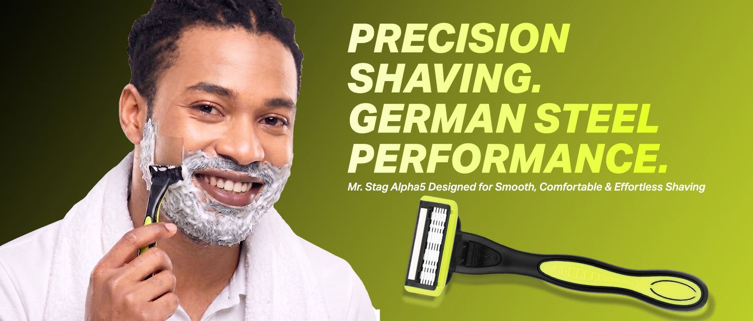 Mr. Stag Alpha5 Germany Steel Blade Shaving Razor for Men (Pack of 1) detail